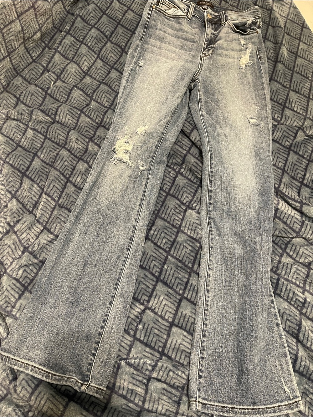 Judy Blue Light Blue Distressed Bootcut Jeans